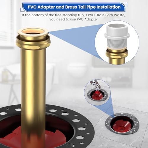 Homeslea Freestanding Bathtub Drain Kit with 10 Year Warranty Compatible with Various Bathtubs