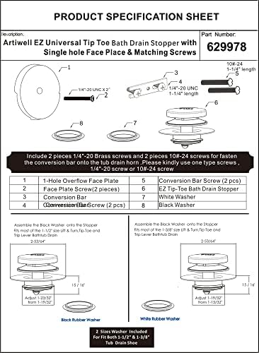 Chrome Universal Tub Drain Kit for Easy bathtub Installation