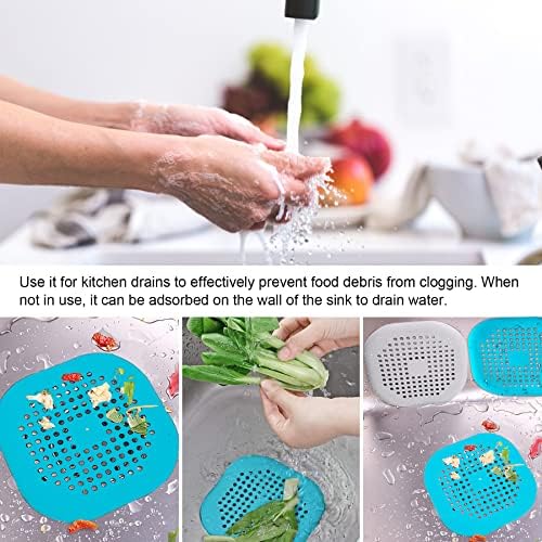 2-Piece Blue Shower Drain Hair Catcher for Bath Kitchen