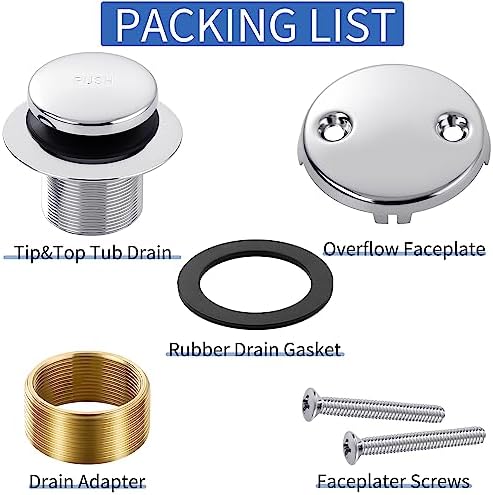 Chrome bathtub drain replacement kit for modern designs