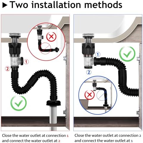 Rakickyer Premium Bathroom Sink Drain Kit with Expandable P-Trap Deodorizing Feature
