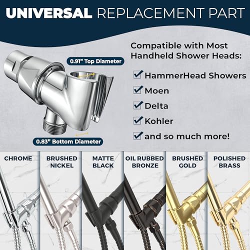 HamiltonHead Showers - Durable Adjustable Handheld Shower Head Holder Chrome US-Made