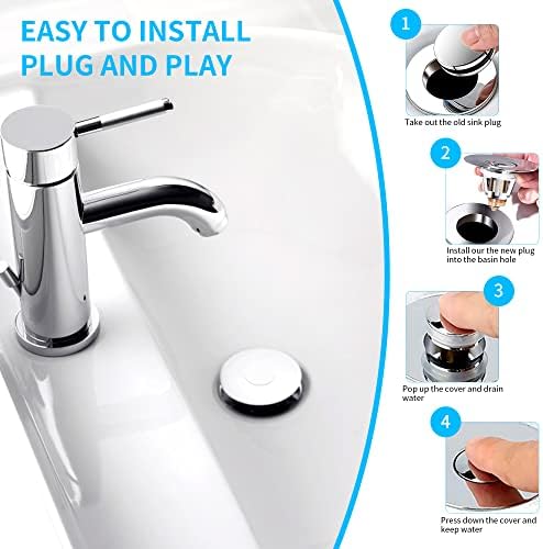 Universal Pop Up Sink Stopper with Hair Catcher Basket - 11-16 Inches Silver