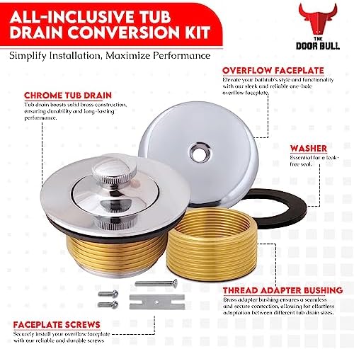 Bath Time Ease Lift Turn Chrome bathtub drain kit easily replaces your drain