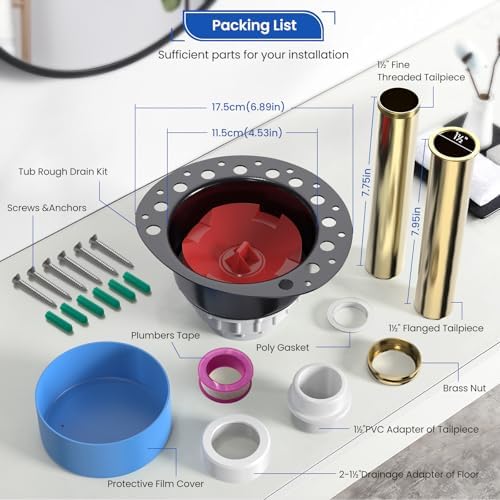 Homeslea Freestanding Bathtub Drain Kit with 10 Year Warranty Compatible with Various Bathtubs