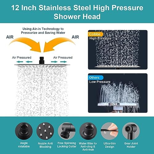 Cobbe 12 All-Metal 3-Way Handheld Rain Shower Head