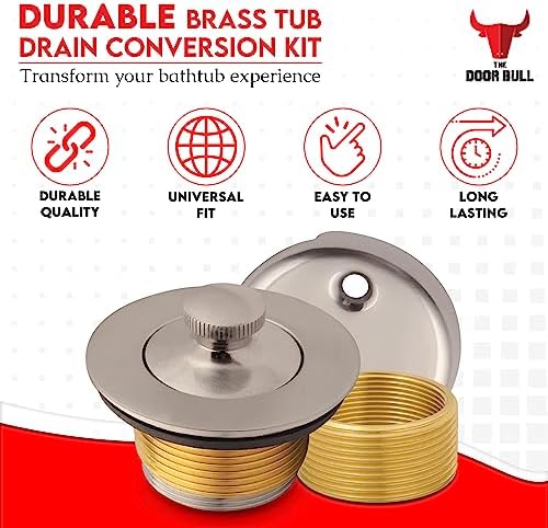 Lift and Turn Bathtub Drain Kit Brass Brushed Nickel