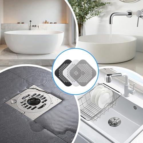 3-Pack Silicone Suction Cup Drain Hair Catchers for Showers Kitchen Bathroom