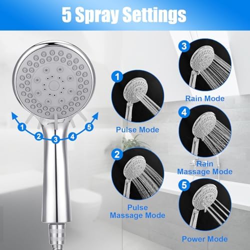 5-in-1 Detachable Handheld Shower Head for Easy Versatile bathing
