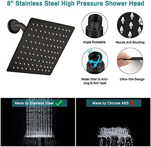 Tudoccy 10 High-Pressure Rainfall Shower Head combo with 11 Extension Arm