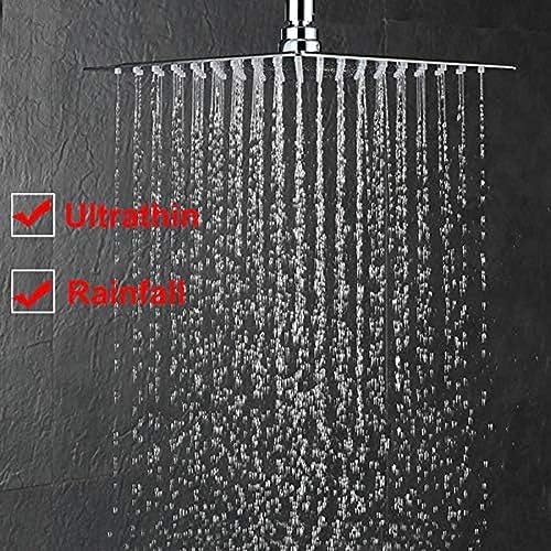 Concealed Luxury Ceiling Mounted 16-Inch Square Rainfall Bathroom Bathtub Shower Faucet