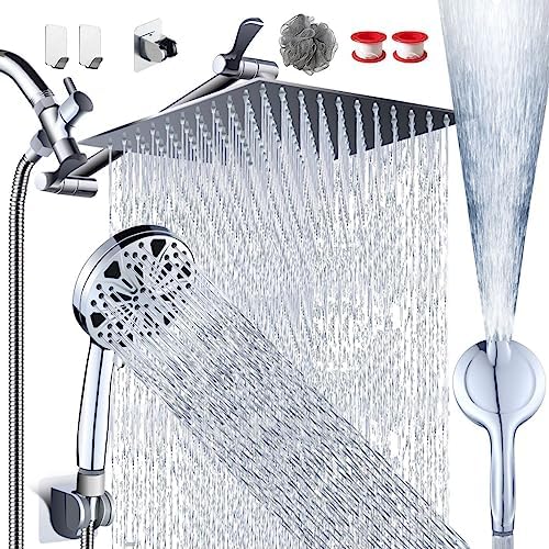 12 Handheld Rainfall Shower Head with High-Pressure 82 Modes