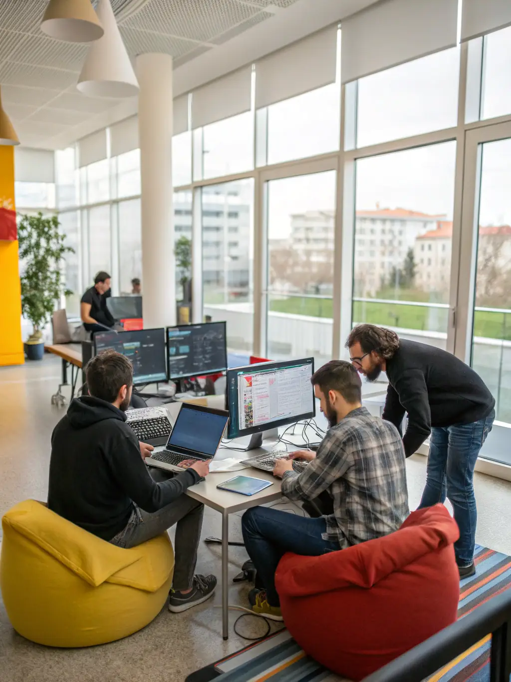 A team of IT specialists is implementing a new software solution for a client, showcasing CORALWING's commitment to delivering cutting-edge technology solutions.